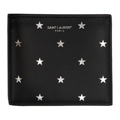 Saint Laurent Metallic Star Leather Wallet - Black