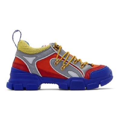 Gucci Men's Leather And Canvas Sneakers In Red ,blue