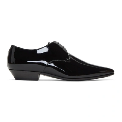 Saint Laurent Wyatt Patent Leather Derby Shoes In Black