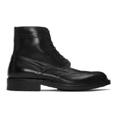 Saint Laurent Leather Ankle Boots In Black