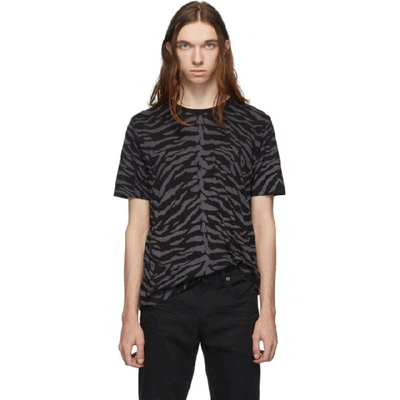 Saint Laurent Zebra-print Cotton-jersey T-shirt In Black