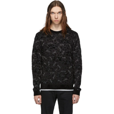 Saint Laurent Radio Viscose Blend Jacquard Jumper In Black