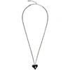 SAINT LAURENT SAINT LAURENT SILVER AND BLACK HEART CHARM NECKLACE