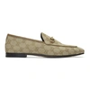 GUCCI BEIGE CANVAS GG JORDAAN LOAFERS