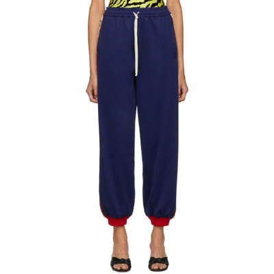 Gucci Blue Women's Gg Logo Side Panel Track Trousers In Royal