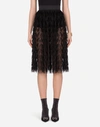 DOLCE & GABBANA TULLE MIDI SKIRT WITH FRINGING