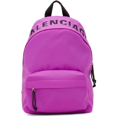 Balenciaga Wheel Small Nylon Logo Backpack Bag In Pink