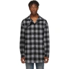 BALENCIAGA BALENCIAGA GREY AND BLACK FLANNEL FLAP LONG SLEEVE SHIRT