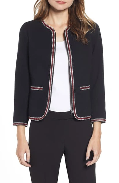 Anne Klein Braided Trim Jacket In Anne Black