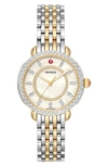 Michele Sidney Classic Diamond Watch Head & Interchangeable Bracelet, 33mm In Silver/ White Mop/ Gold