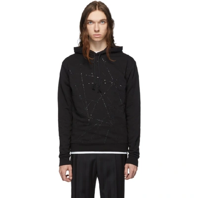 Saint Laurent Slim-fit Embroidered Loopback Cotton-jersey Hoodie In 1001 Black