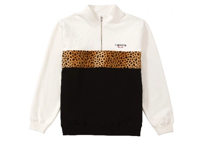 Pre-owned Supreme Leopard Panel Half Zip Sweatshirt White