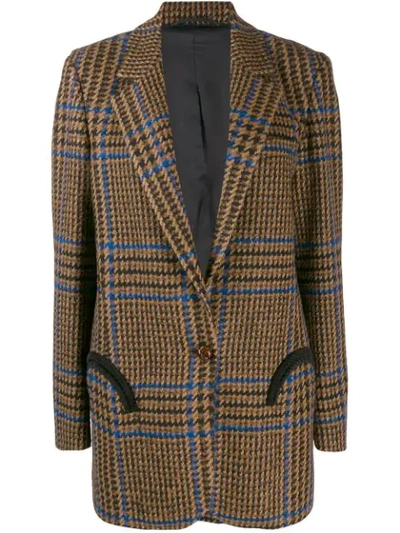 Blazé Milano Cariba Weekend Checked Wool-blend Tweed Blazer In Brown