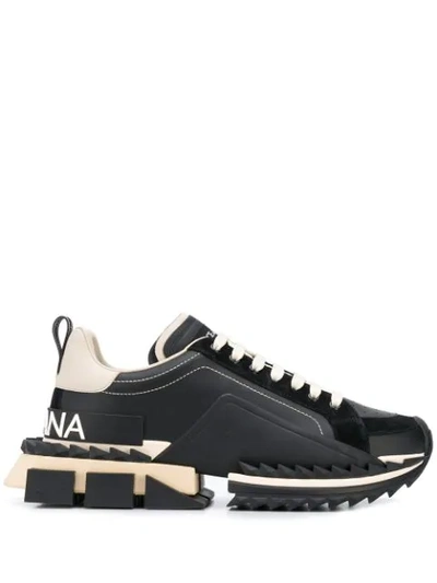 Dolce & Gabbana Two-tone Super King Trainers In Black
