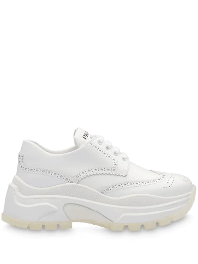 Prada Chunky Perforated Trainers In White