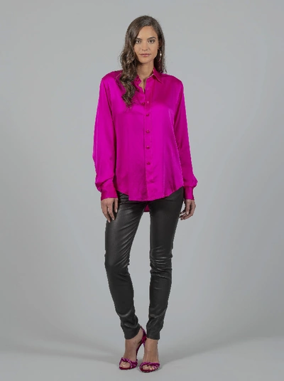 Robert Graham Women's Carrie Solid Silk Shirt In Fuschia Size: Xl By