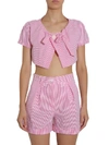 BOUTIQUE MOSCHINO BOUTIQUE MOSCHINO STRIPED BOW DETAIL CROPPED JACKET