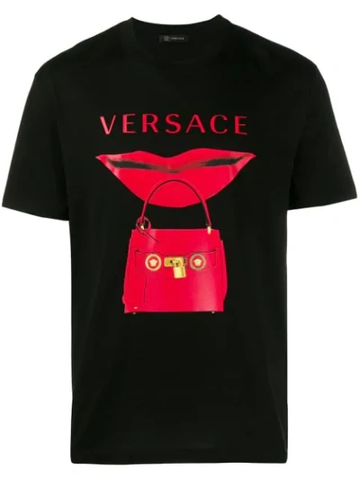 Versace T-shirt Mit Logo-print In Black