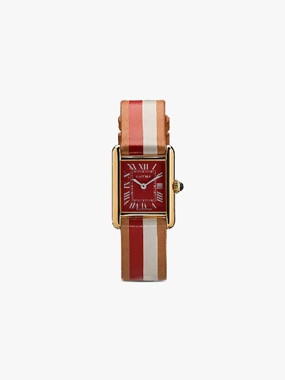 La Californienne Reworked Vintage Cartier Tank Watch In White/ Red