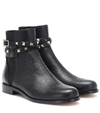 Valentino Black Cross Rockstud Strap Ankle Boots