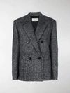 Saint Laurent Double-breasted Tweed Blazer In Grey
