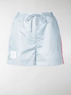 THOM BROWNE LOGO-PATCH TRACK SHORTS,13559318