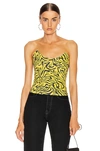 MIAOU MIAOU LEIA CORSET TOP IN ANIMAL PRINT,YELLOW,MAOF-WS15