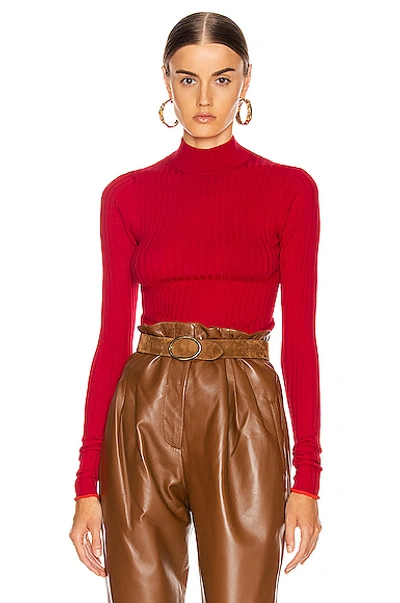 Acne Studios Kulia High-neck Ribbed Wool Jumper In Ruby Red