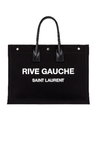 Saint Laurent Rive Gauche Tote Bag In Canvas In Black