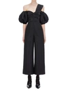 Self-portrait Asymmetrical Neck Taffeta Crop Jumpsuit In Black Black