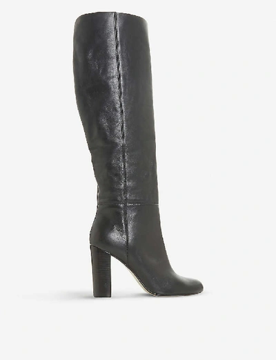 Dune Simonne Leather Knee-high Boots In Black-leather