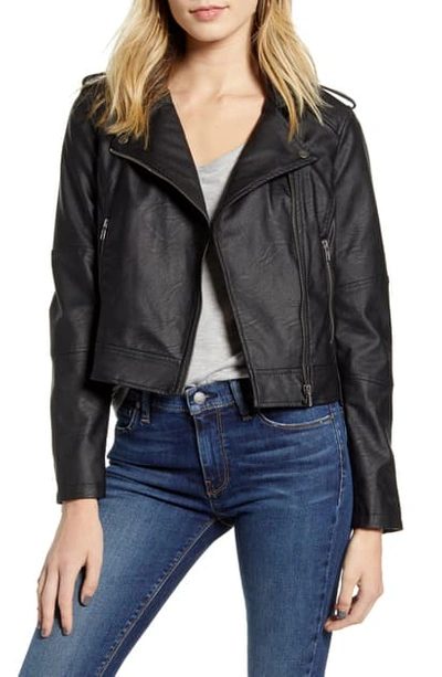 Cupcakes And Cashmere Faux Leather Moto Jacket In Black