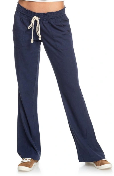 Roxy Juniors' Oceanside Wide-leg Drawstring Pants In Mood Indigo