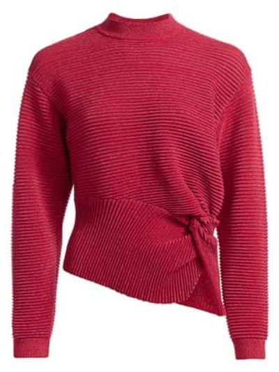 Michelle Mason Ribbed Metallic Wool Twist Sweater In Peony