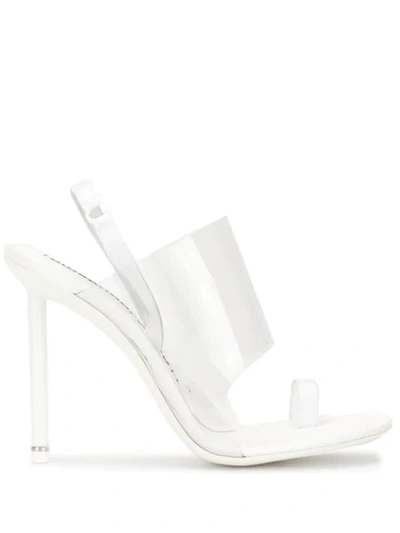 Alexander Wang Kaia Grosgrain-trimmed Suede And Pvc Slingback Sandals In White