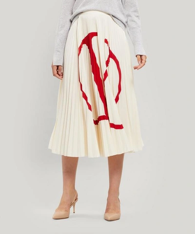 Valentino Neutral Women's Macro Logo Printed Midi Skirt In Neutrals