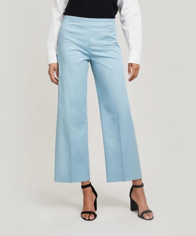 Piazza Sempione Amandine Straight Leg Cotton-blend Trousers In Blue