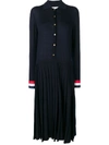 Thom Browne Grosgrain Cuff Pleated Polo Dress - Blue