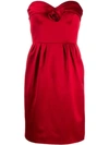 MOSCHINO MOSCHINO SATIN ROSE STRAPLESS DRESS - 红色