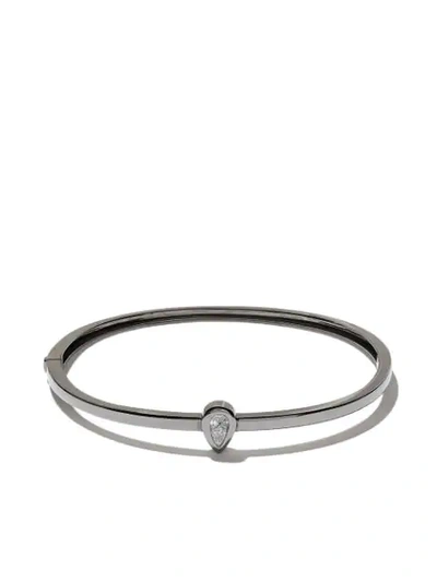 As29 18kt Black Gold Calvet Pear Illusion Diamond Bangle In Silver