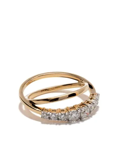 As29 18kt Yellow Gold Icicle Diamond Double Ring