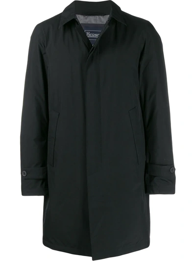 Herno Single-breasted Parka Coat In Black