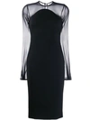 VICTORIA BECKHAM SHEER SLEEVES FITTED DRESS