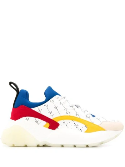 Stella Mccartney Eclypse Neoprene And Monogram-print Faux Leather Exaggerated-sole Trainers In White