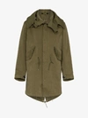 Ten C Mid-length Cotton Parka Jacket In Green