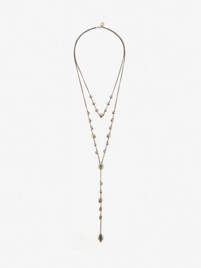 Alexander Mcqueen Spider And Skull Chain Necklace In Silver