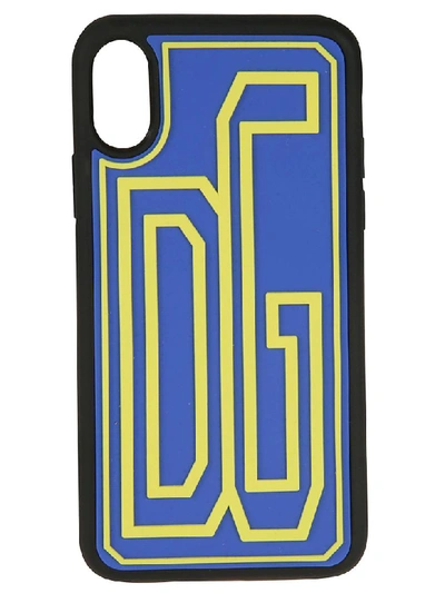 Dolce & Gabbana Iphone X Large Dg Logo Rubber Case In Blue