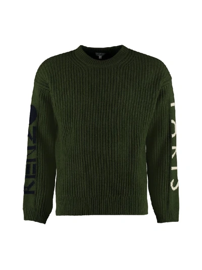 Kenzo Intarsia Wool Sweater In Green