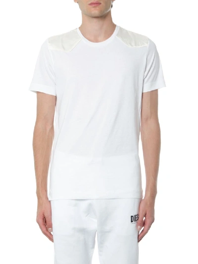 Diesel Black Gold White Cotton T Shirt With Shoulders Detail