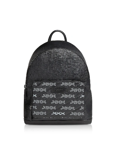 Ermenegildo Zegna Black Coated Canvas Signature Backpack